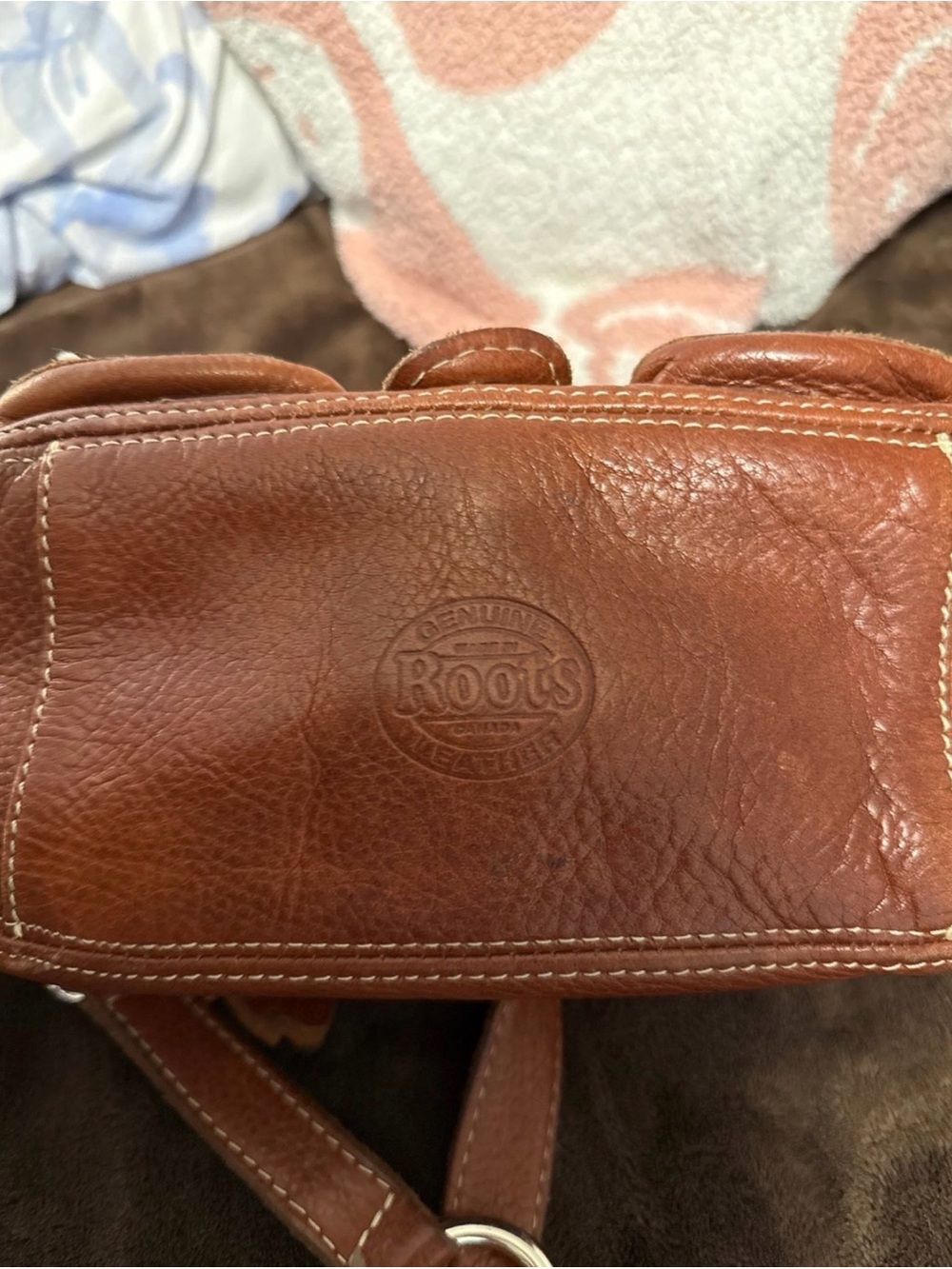 Roots Chestnut Leather Shoulder Bag with Cream Interior -EMILY SMALL SATCHEL - Picture 10 of 12